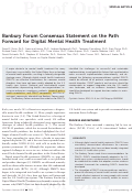 Cover page: Banbury Forum Consensus Statement on the Path Forward for Digital Mental Health Treatment