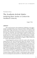 Cover page of The Academic-Activist Matrix: Mobilizing Ethnic Studies to Confront the Neoliberal University