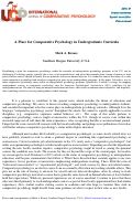 Cover page: A Place for Comparative Psychology in Undergraduate Curricula