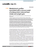 Cover page: Metabolomic profiles associated with a mouse model of antipsychotic-induced food intake and weight gain
