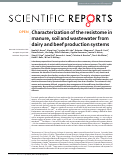 Cover page: Characterization of the resistome in manure, soil and wastewater from dairy and beef production systems