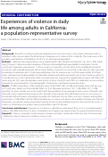 Cover page: Experiences of violence in daily life among adults in California: a population-representative survey.