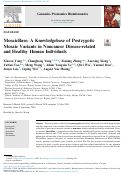 Cover page: MosaicBase: A Knowledgebase of Postzygotic Mosaic Variants in Noncancer Disease-related and Healthy Human Individuals