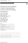 Cover page: Structural Transcatheter Cardiac Interventions in the Cardio-Oncology Population