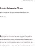 Cover page: Reading Between the Memes: Exploring Difficulty in Third Generation Electronic Literature