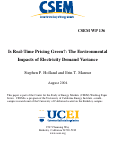 Cover page: Is Real-Time Pricing Green?: The Environmental Impacts of Electricity Demand Variance