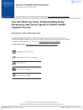 Cover page: You Get What You Give: Understanding Reply Reciprocity and Social Capital in Online Health Support Forums