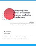 Cover page of Managed by code: Worker problems on Amazon's Mechanical Turk platform