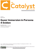 Cover page of Queer Immersion in Persona 4 Golden