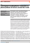 Cover page: Convergence in phosphorus constraints to photosynthesis in forests around the world