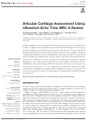 Cover page: Articular Cartilage Assessment Using Ultrashort Echo Time MRI: A Review
