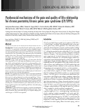 Cover page: Psychosocial mechanisms of the pain and quality of life relationship for chronic prostatitis/chronic pelvic pain syndrome (CP/CPPS)