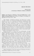 Cover page: Book Review -- Politics and People in Ethology:  Personal Reflections on the Study of Animal Behavior
