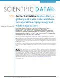 Cover page: Author Correction: Globe-LFMC, a global plant water status database for vegetation ecophysiology and wildfire applications