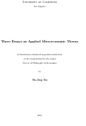 Cover page: Three Essays on Applied Microeconomic Theory