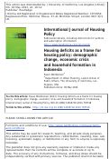 Cover page: Housing deficits as a frame for housing policy: demographic change, economic crisis and household formation in Indonesia