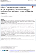 Cover page: Effect of nutrient supplementation on the acquisition of humoral immunity to Plasmodium falciparum in young Malawian children