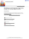 Cover page: The Elephant in the Zoning Code: Single Family Zoning in the Housing Supply Discussion