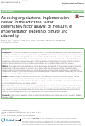 Cover page: Assessing organizational implementation context in the education sector: confirmatory factor analysis of measures of implementation leadership, climate, and citizenship