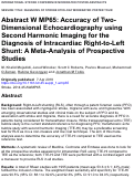 Cover page: Abstract W MP65: Accuracy of Two-Dimensional Echocardiography using Second Harmonic Imaging for the Diagnosis of Intracardiac Right-to-Left Shunt: A Meta-Analysis of Prospective Studies